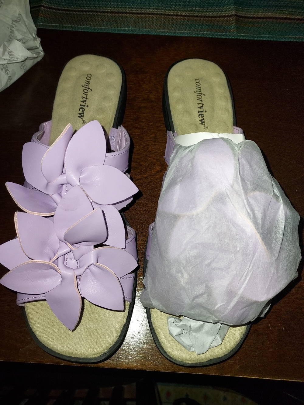 comfortview Lilac Floral Slide Mules